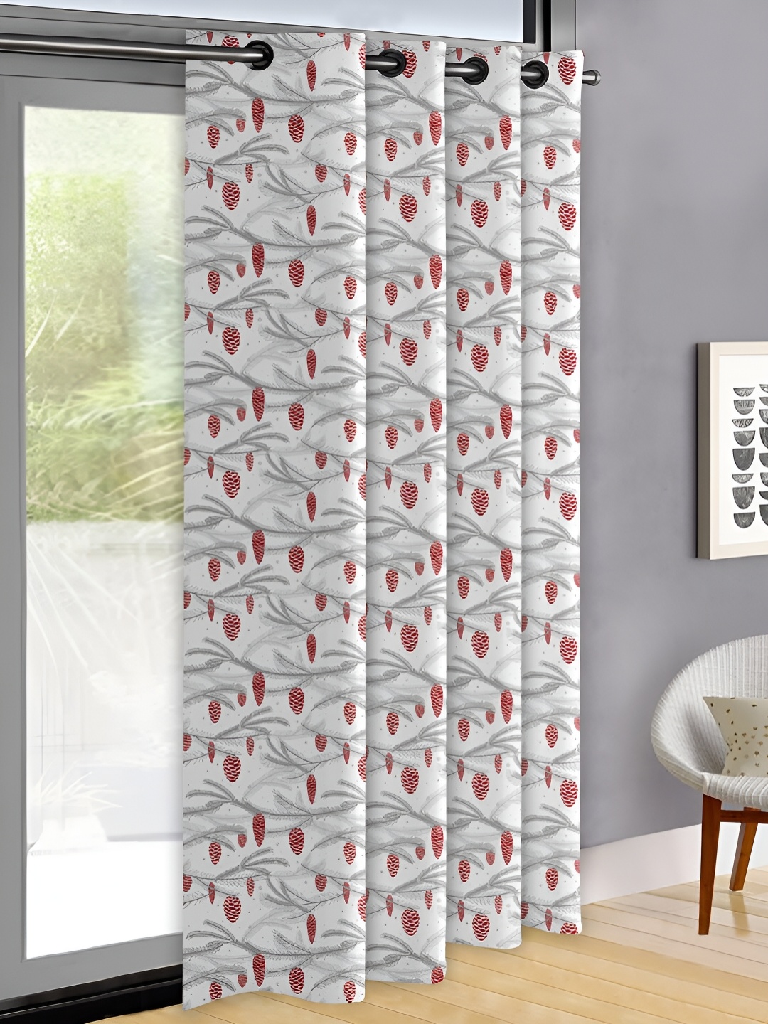 

OASIS Red & White Geometric Door Curtain