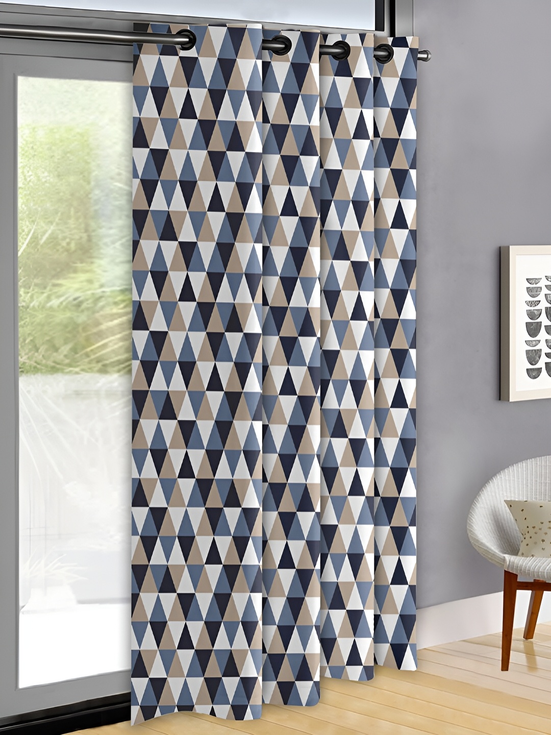 

OASIS Blue & White Abstract Door Curtain