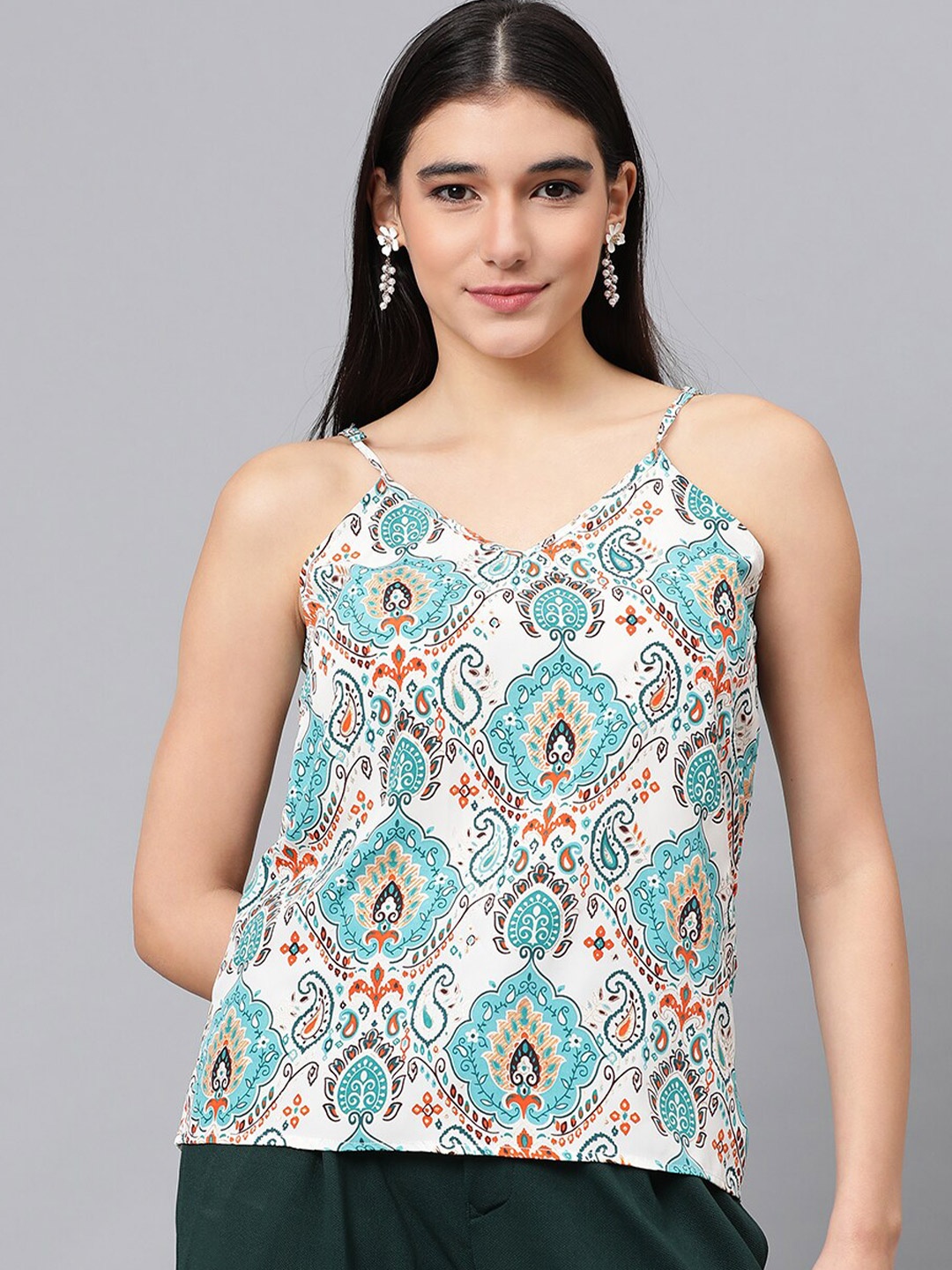 

Kotty Ethnic Motifs Printed Top, Off white