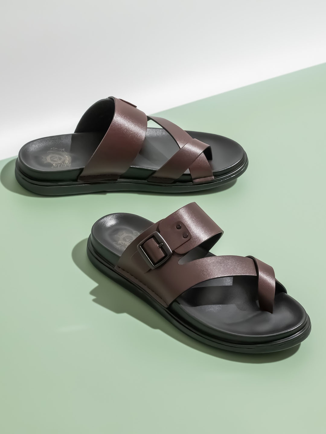 

ATESBER by Inc.5 Men Leather Comfort Sandals, Maroon