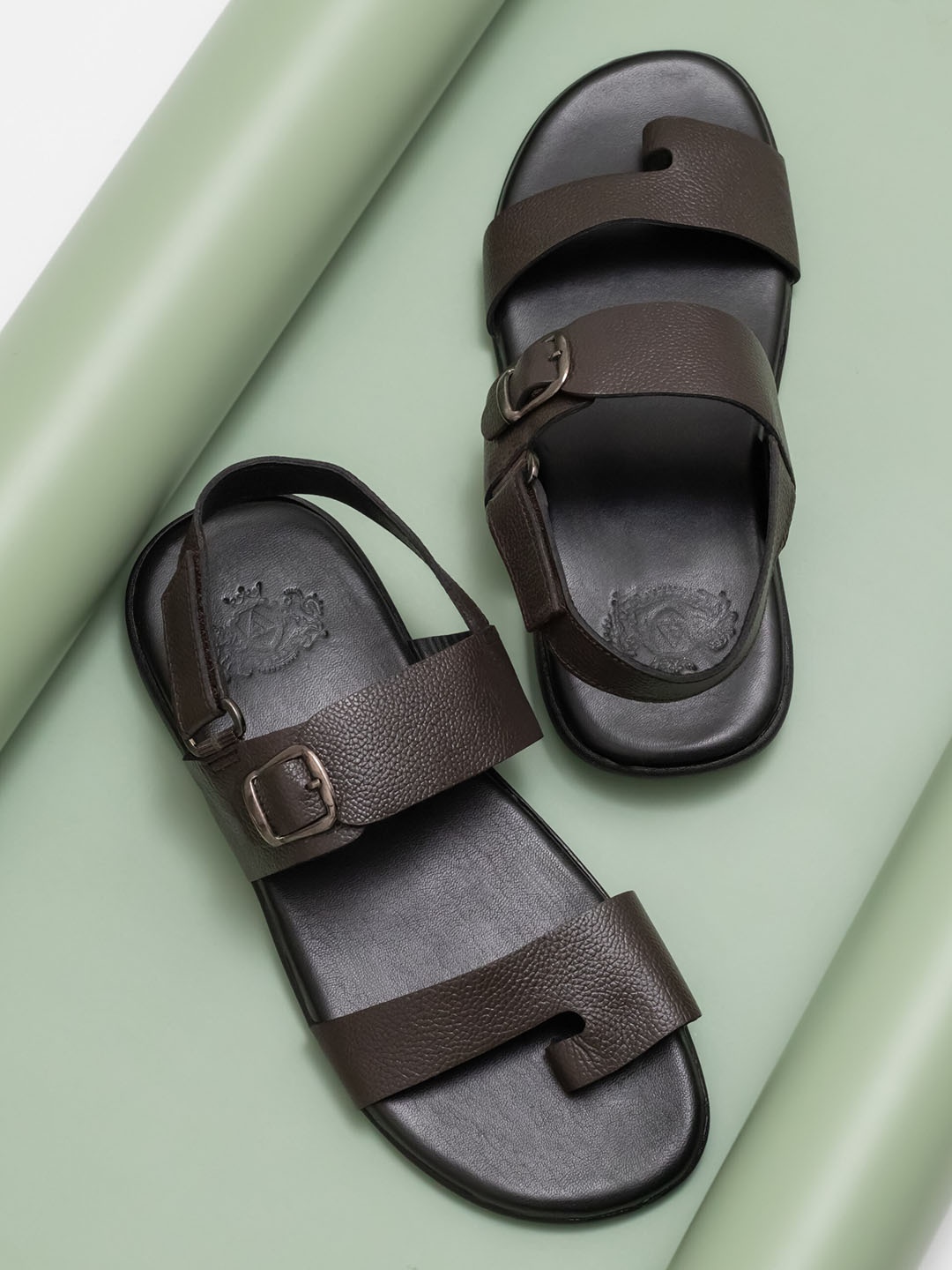 

ATESBER by Inc.5 Men Leather Comfort Sandals, Brown