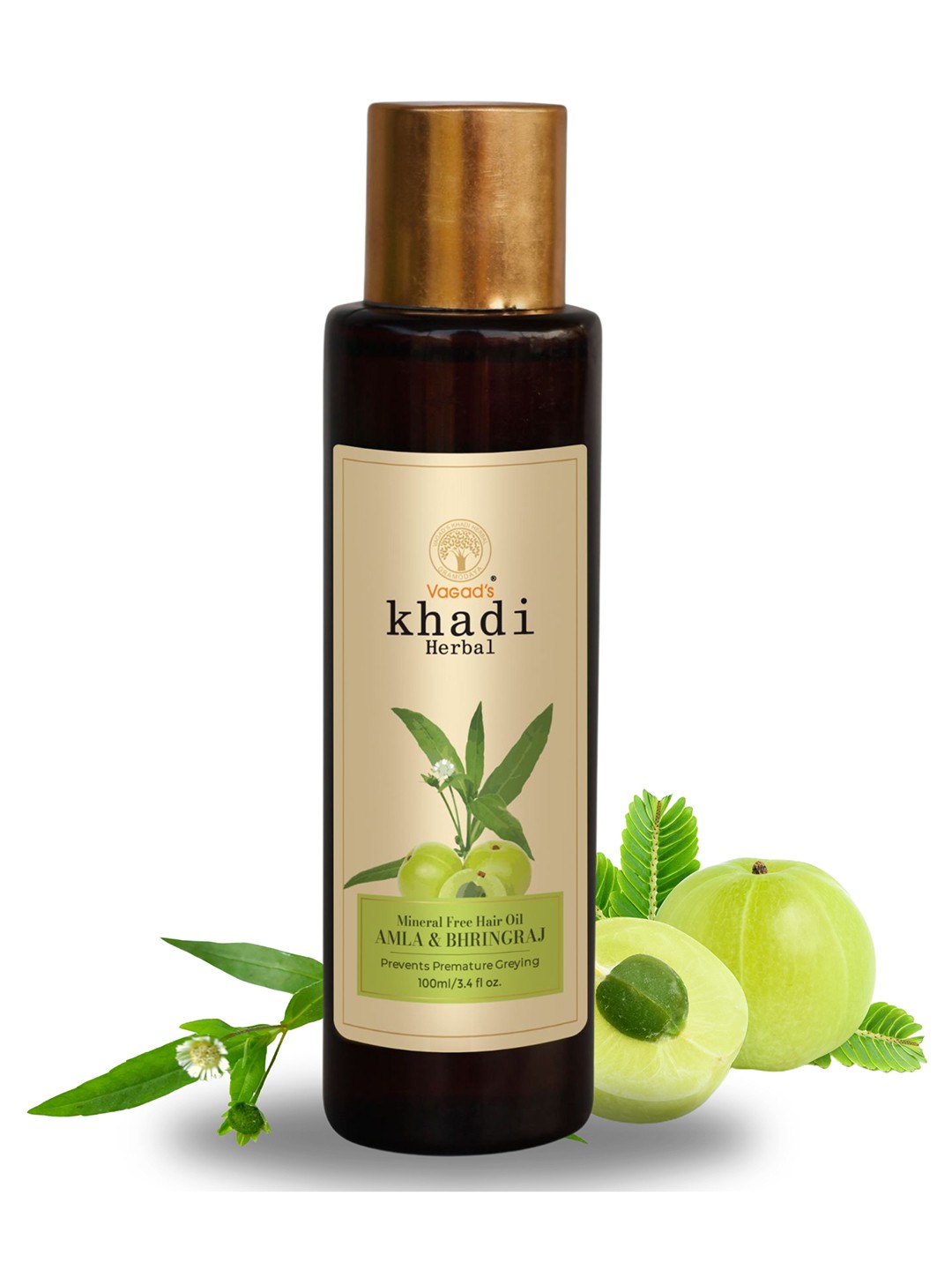 

Vagads Khadi Herbal Amla & Bhringraj Hair Oil For Premature Greying - 100ml, Red