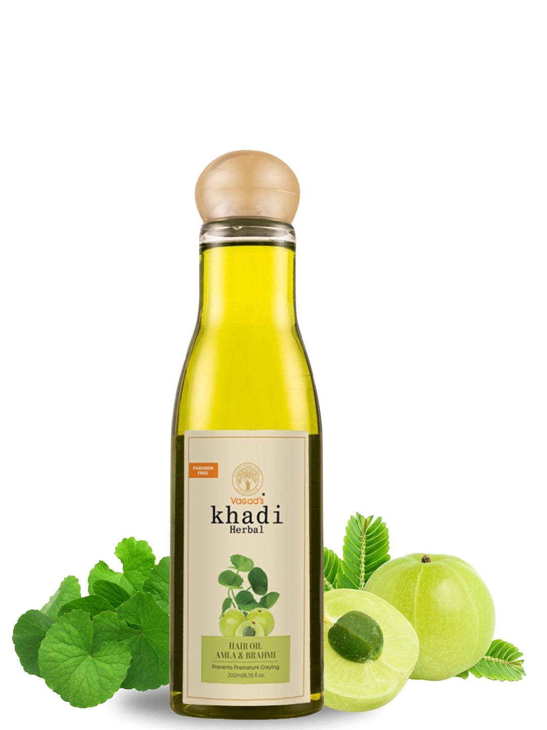 

Vagads Khadi Herbal Amla & Brahmi Hair Oil - 200ml, Yellow