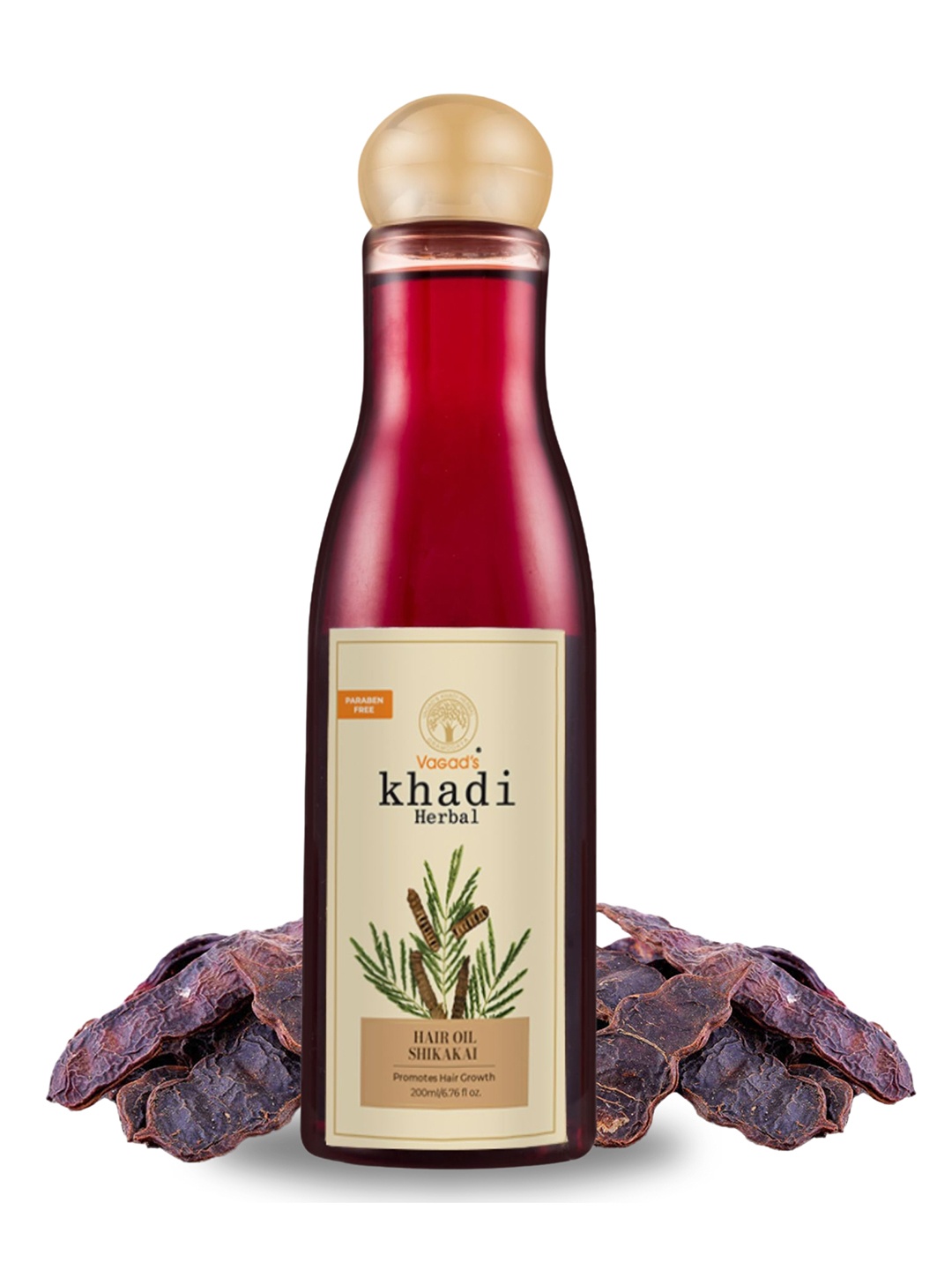 

Vagads Khadi Herbal Shikakai Hair Oil - 200ml, Red