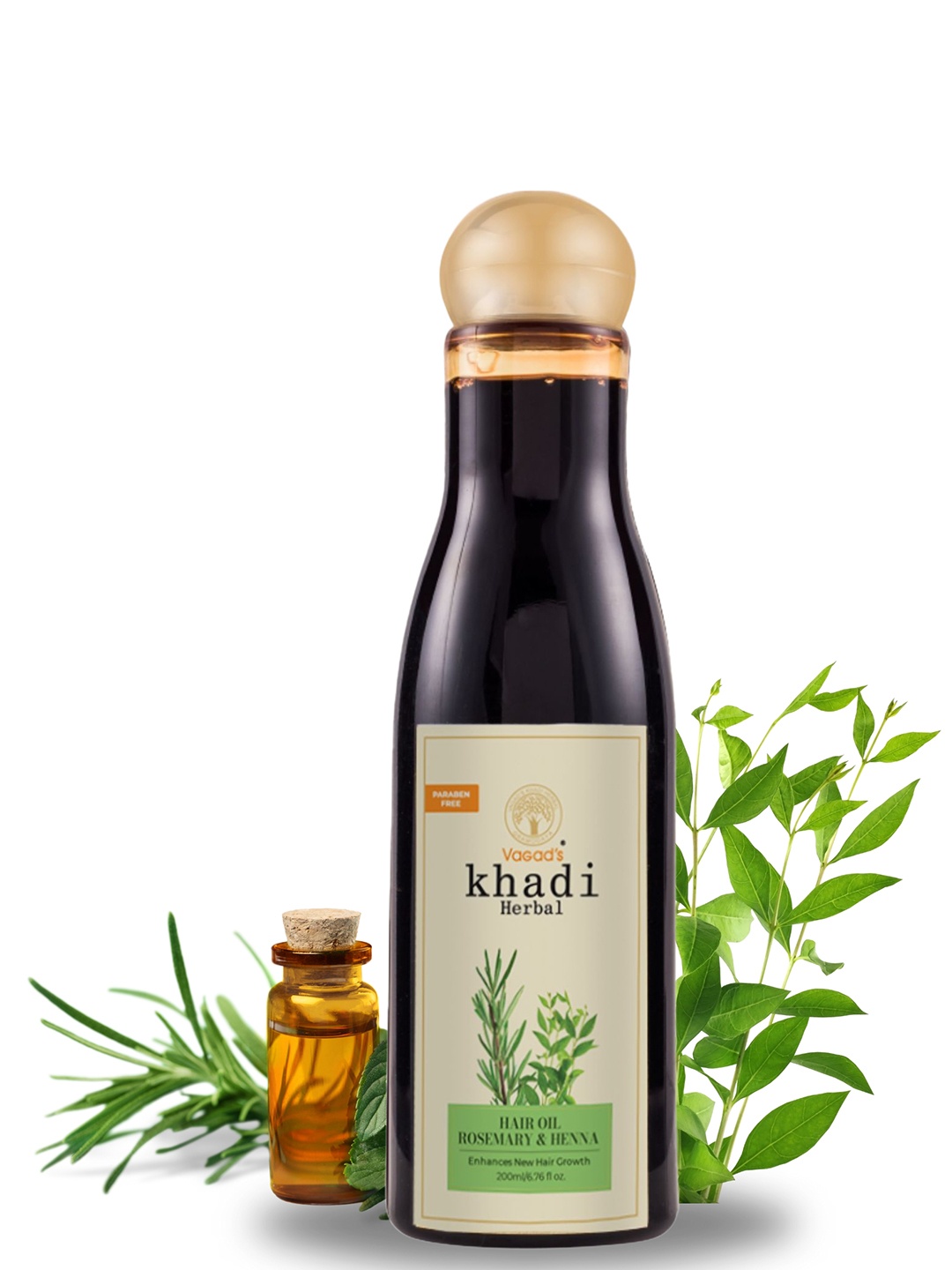 

Vagads Khadi Herbal Rosemary & Henna Hair Oil - 200ml, Black