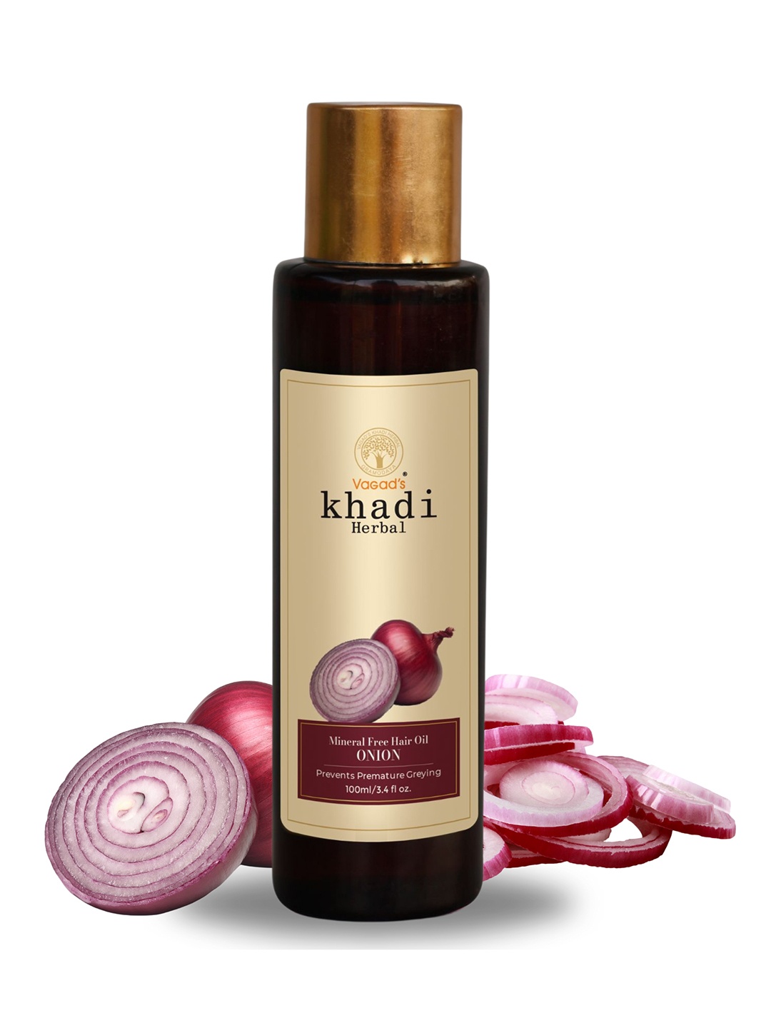 

Vagads Khadi Herbal Onion Hair Oil For Premature Greying - 100ml, Red