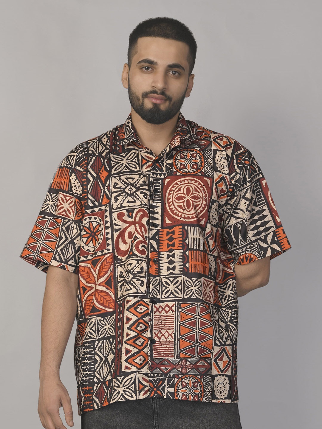 

BROWN BROTHERS Relaxed Oversized Ethnic Motifs Printed Casual Shirt