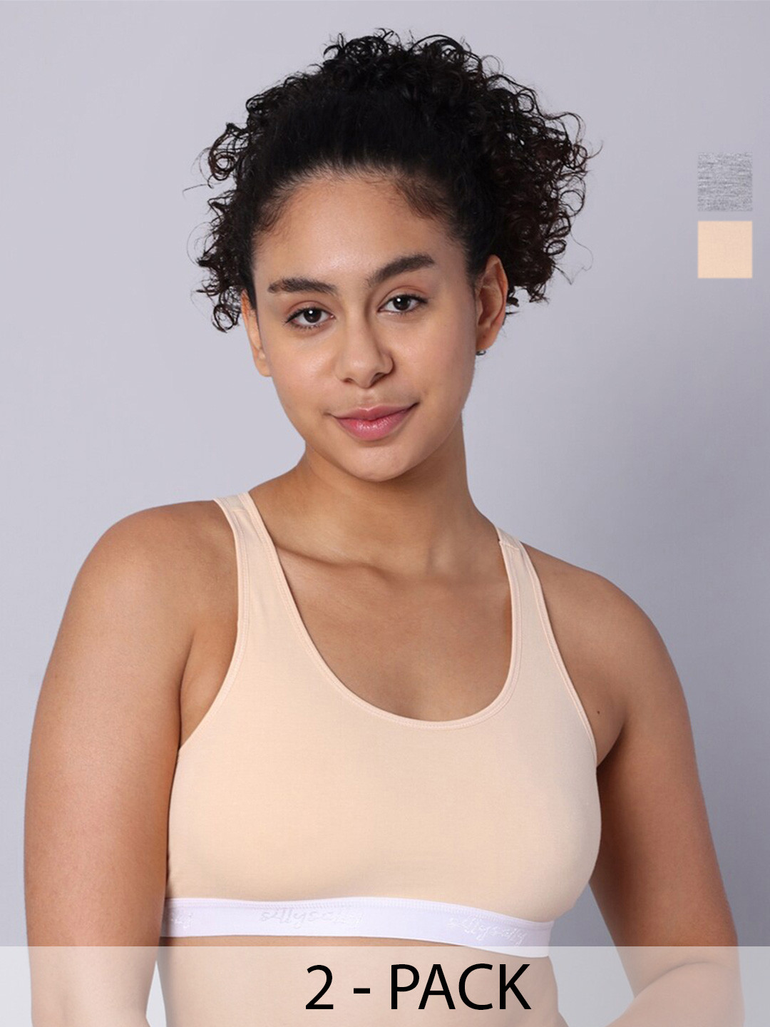 

Sillysally Pack Of 2 Full Coverage Non Padded Everyday Bras With All Day Comfort, Peach