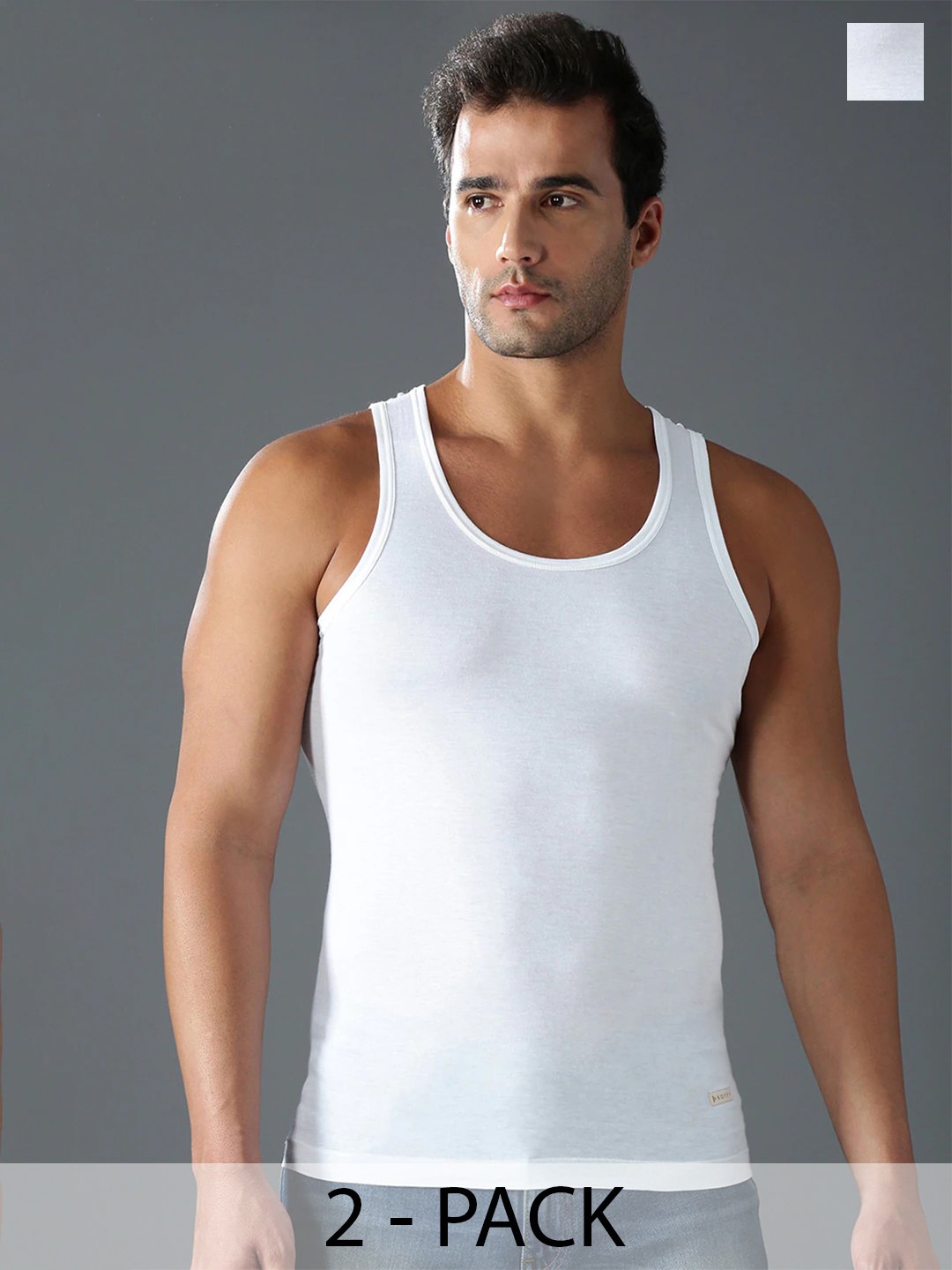

KOFFY Men Pack Of 2 Anti-Bacterial Innerwear Vests KOFFY_KI21_WH_RN_2PC, White