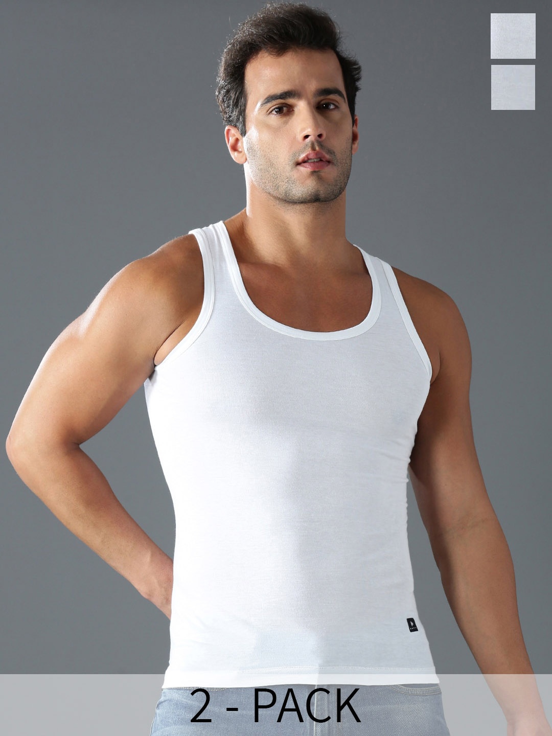 

KOFFY Men Pack Of 2 Anti-Bacterial Innerwear Vests KOFFY_KI22_WH_RN_2PC, White