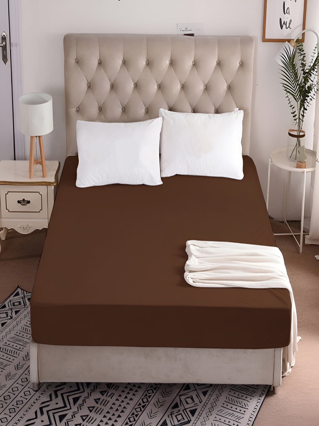 

CHICERY Brown Terry Cotton Breathable Mattress Protector