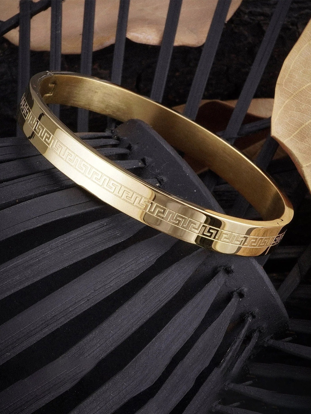 

MEENAZ Men Rose Gold-Plated American Diamond Kada Bracelet