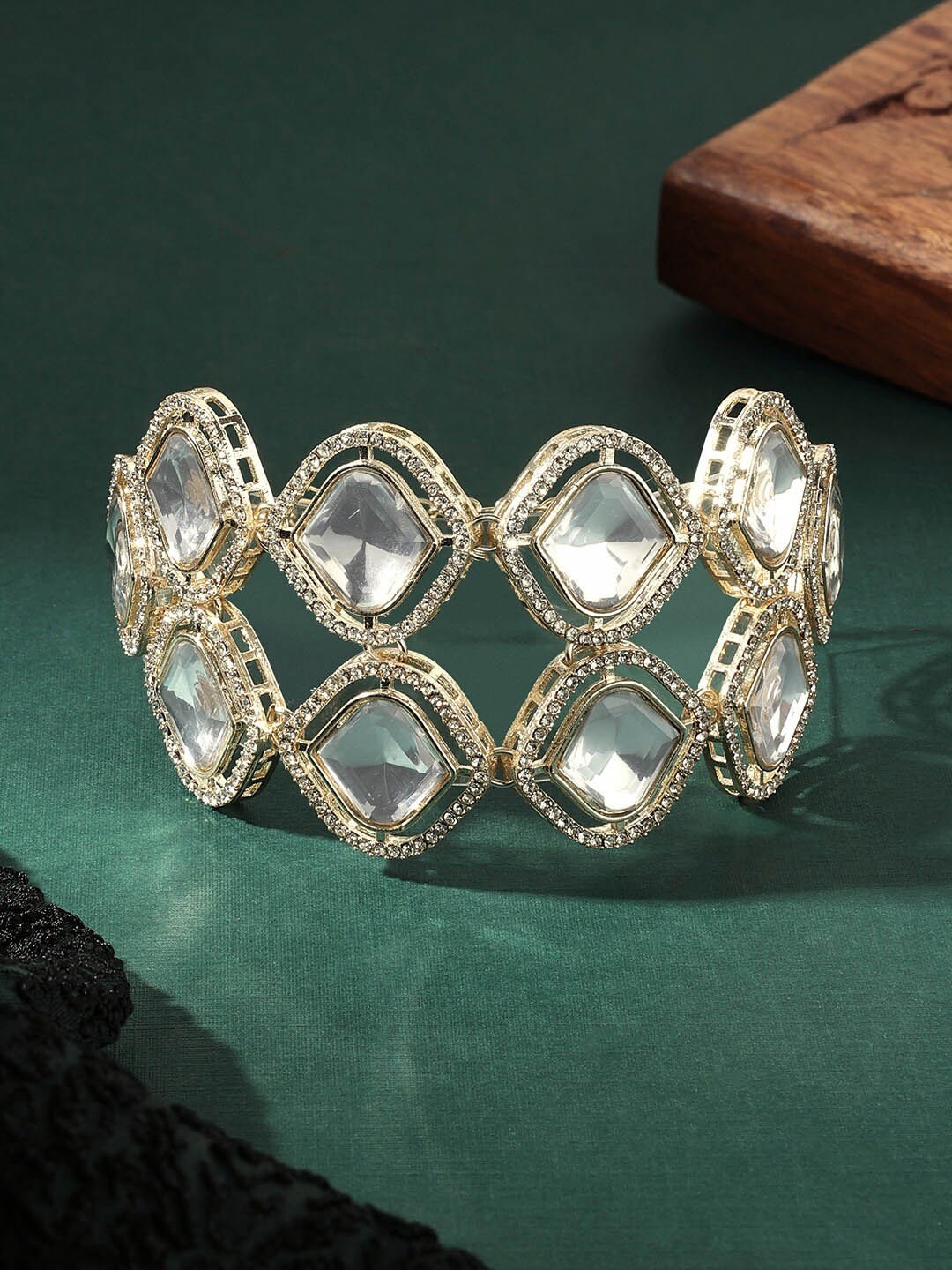 

AMI Gold-Plated Austrian Diamonds Studded Wraparound Bracelet