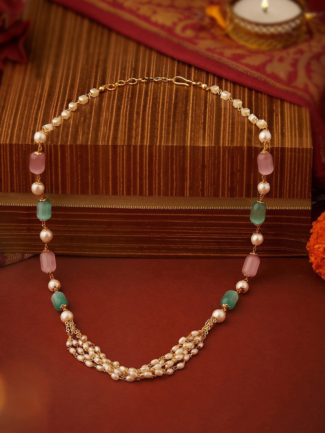 

AMI Gold-Plated Beaded Layered Necklace