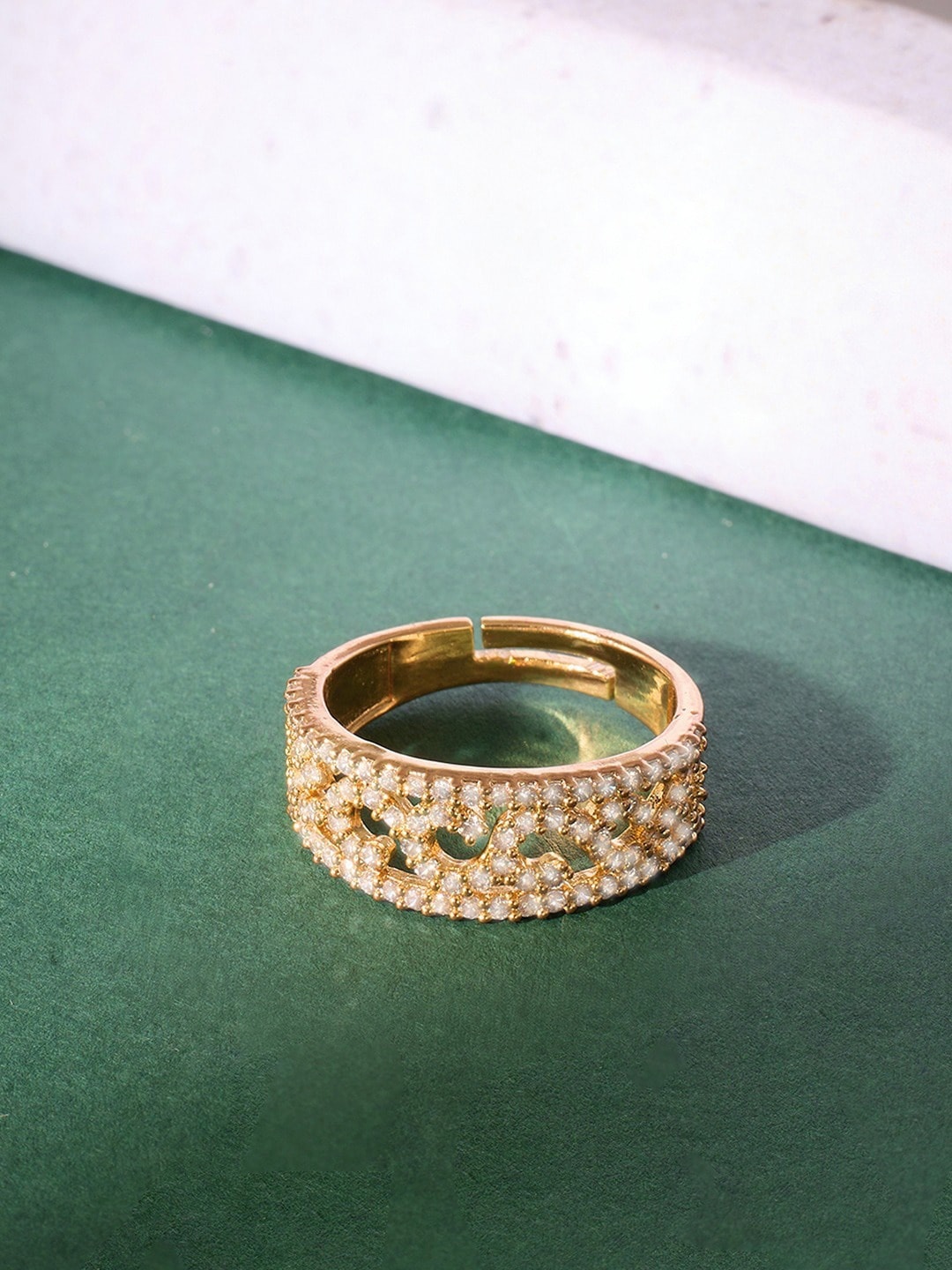 

AMI Gold-Plated CZ Studded Finger Ring