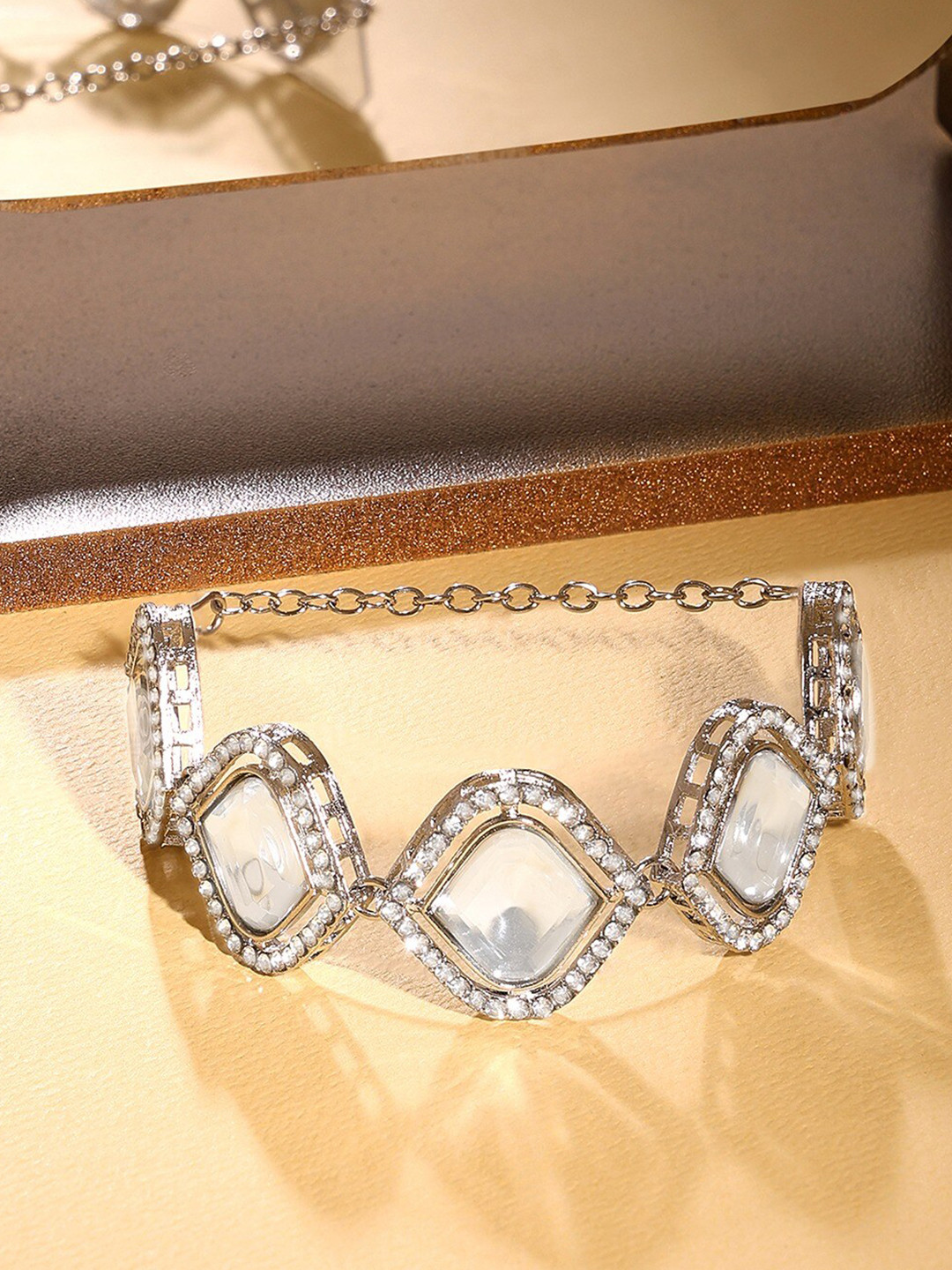 

AMI Silver-Plated Austrian Diamonds Studded Wraparound Bracelet
