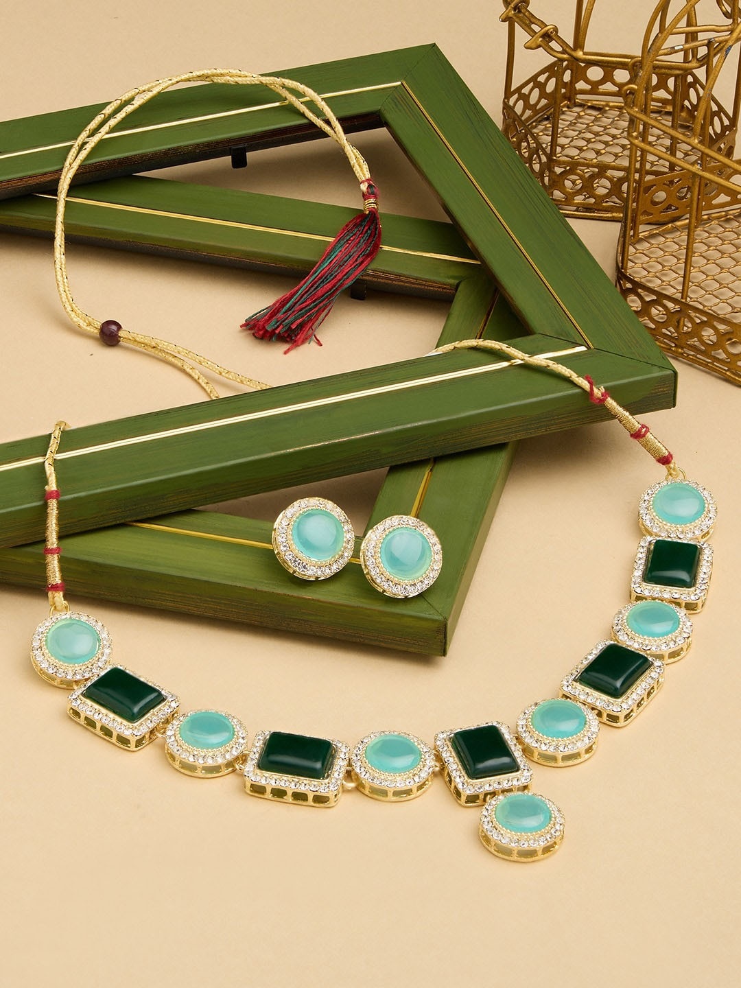 

AMI Gold-Plated Austrian Diamond Stone Studded Jewellery Set