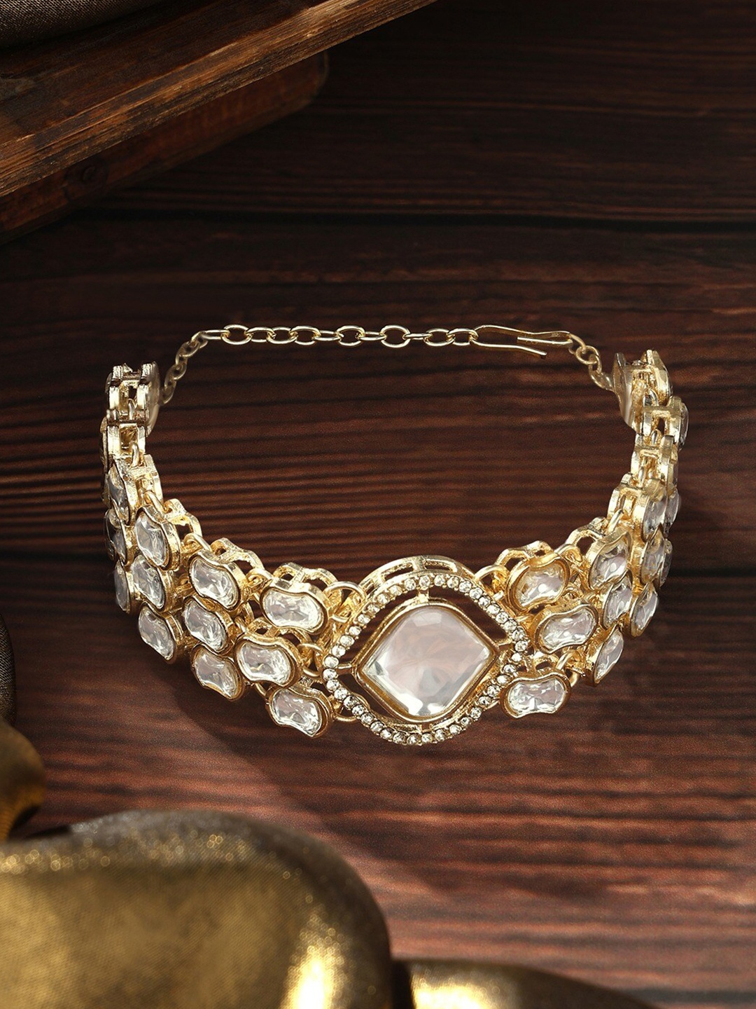 

AMI Gold-Plated Austrian Diamonds Studded Wraparound Bracelet
