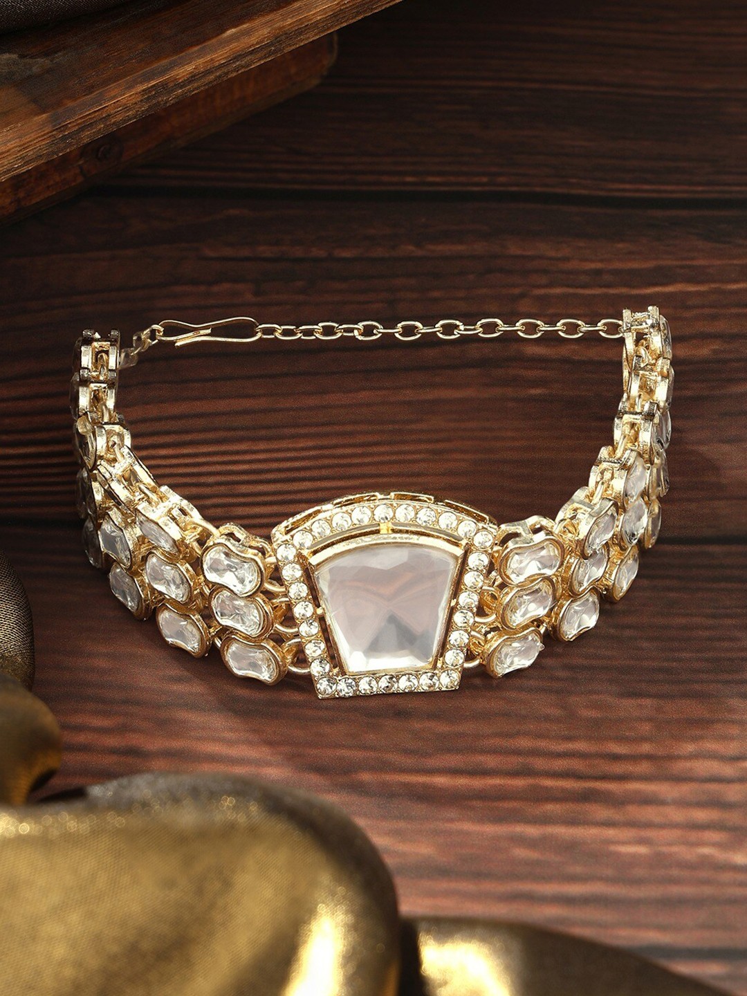 

AMI Gold-Plated Austrian Diamonds Studded Wraparound Bracelet