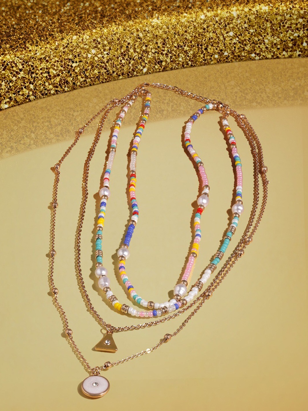 

AMI Gold-Plated Beaded Layered Chain