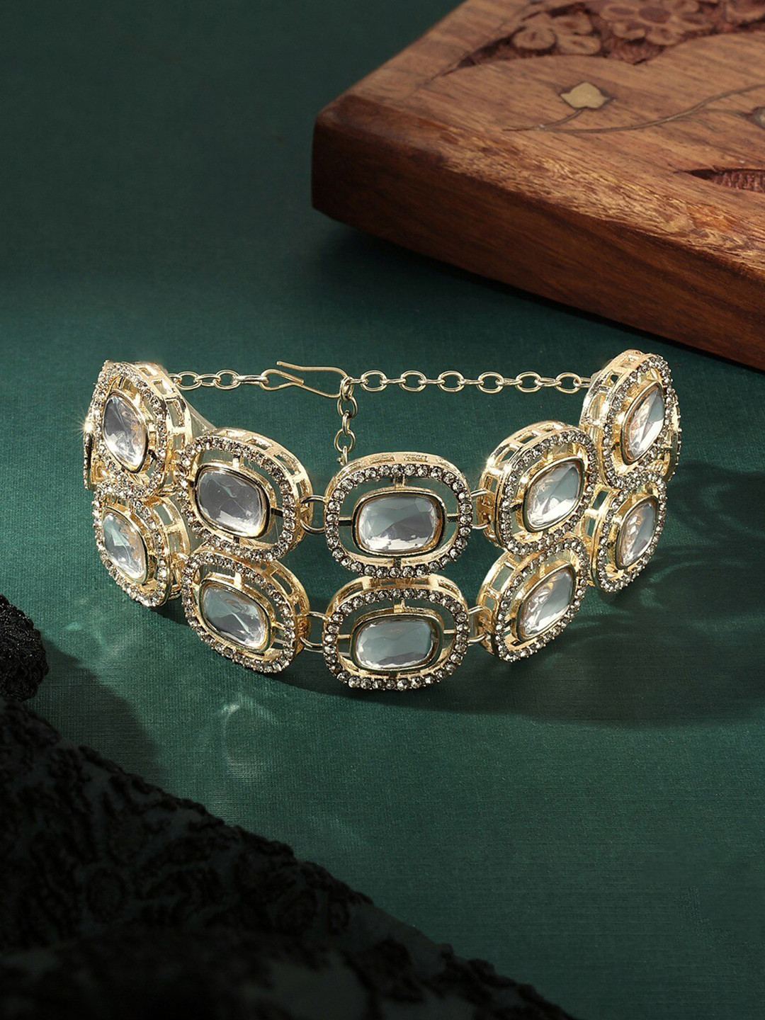 

AMI Gold-Plated Austrian Diamonds Studded Wraparound Bracelet