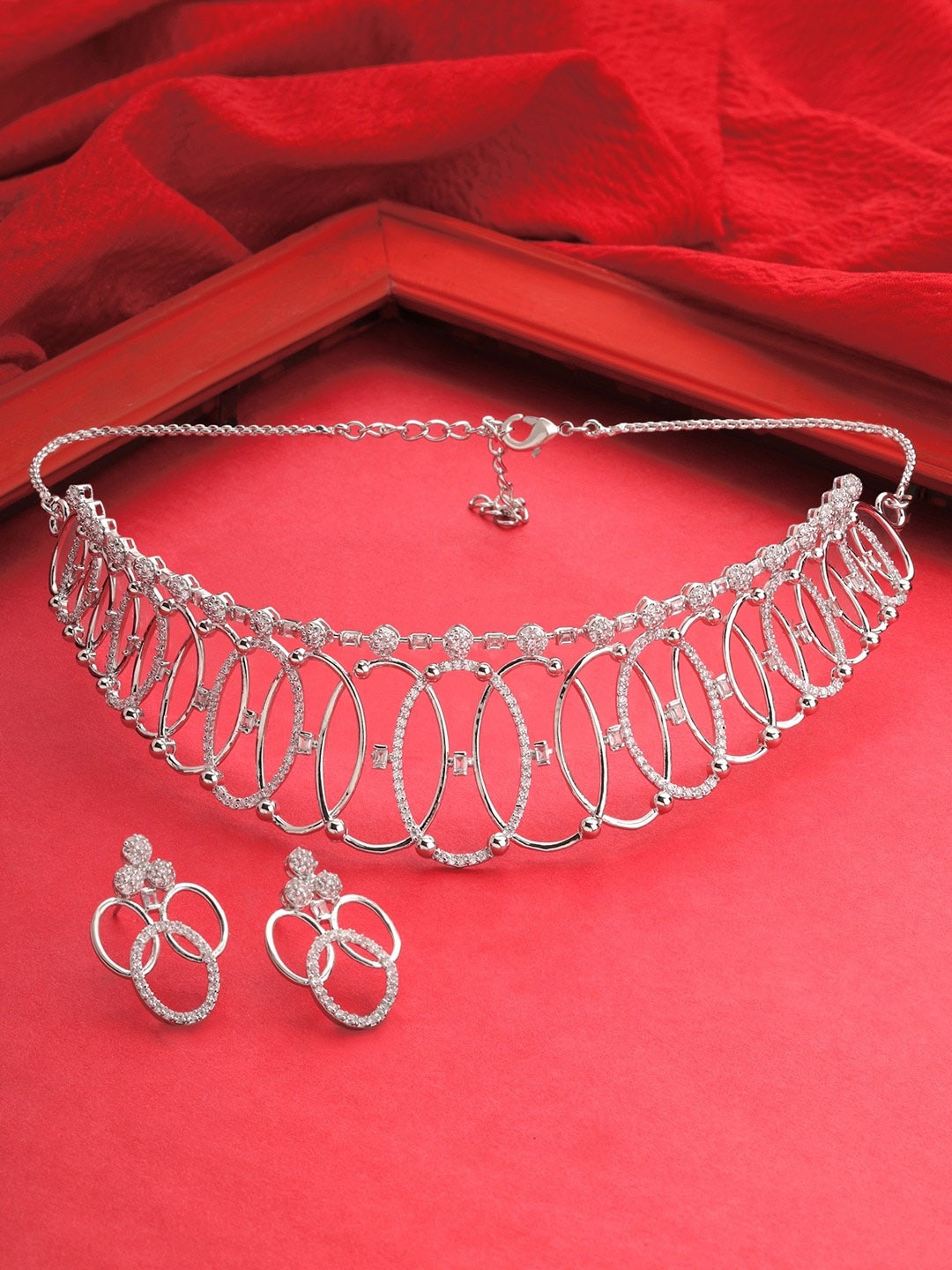 

AMI Silver-Plated Cubic Zirconia-Studded Jewellery Set