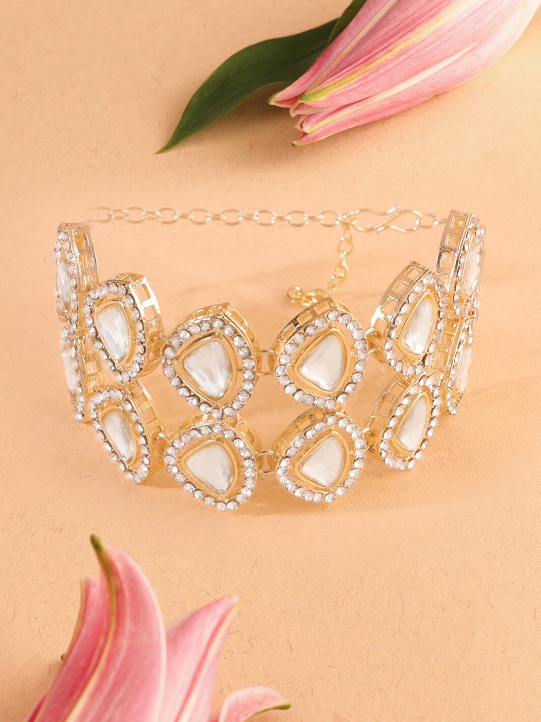 

AMI Gold-Plated Austrian Diamonds Studded Wraparound Bracelet