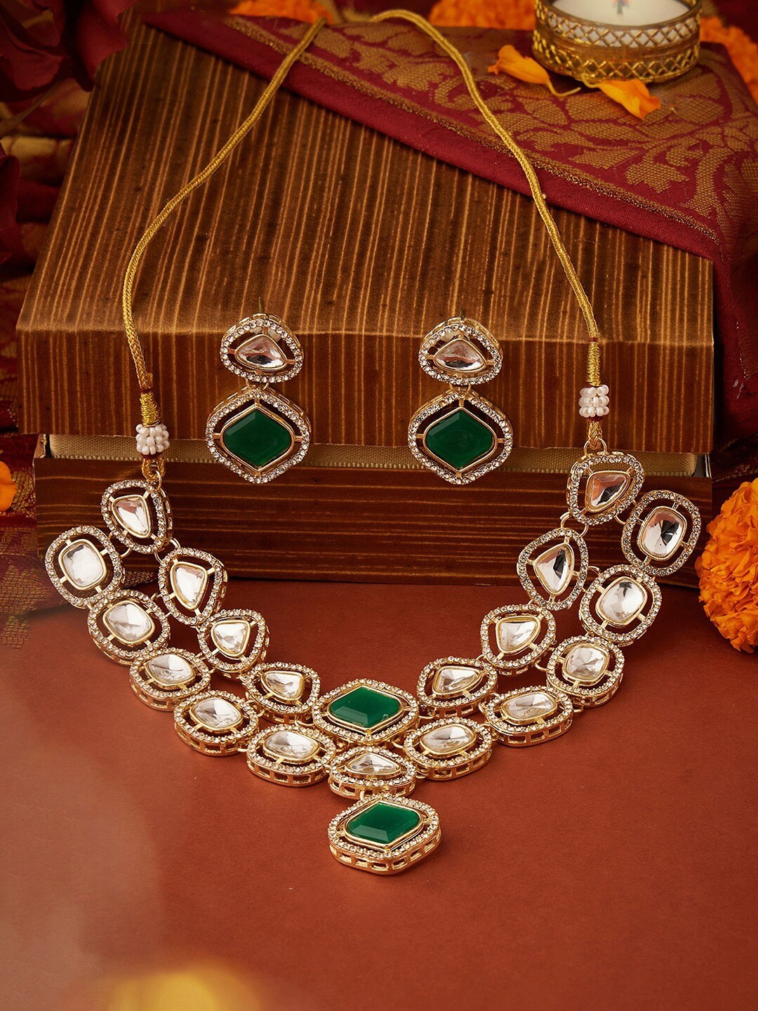 

AMI Gold-Plated American Diamond-Studded Jewellery Set