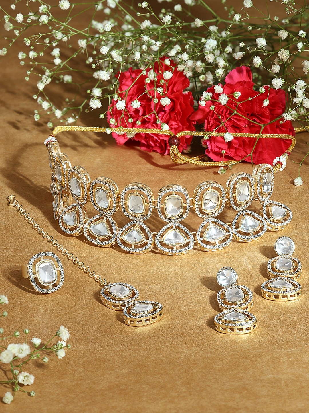 

AMI Gold-Plated Stone Studded Jewellery Set
