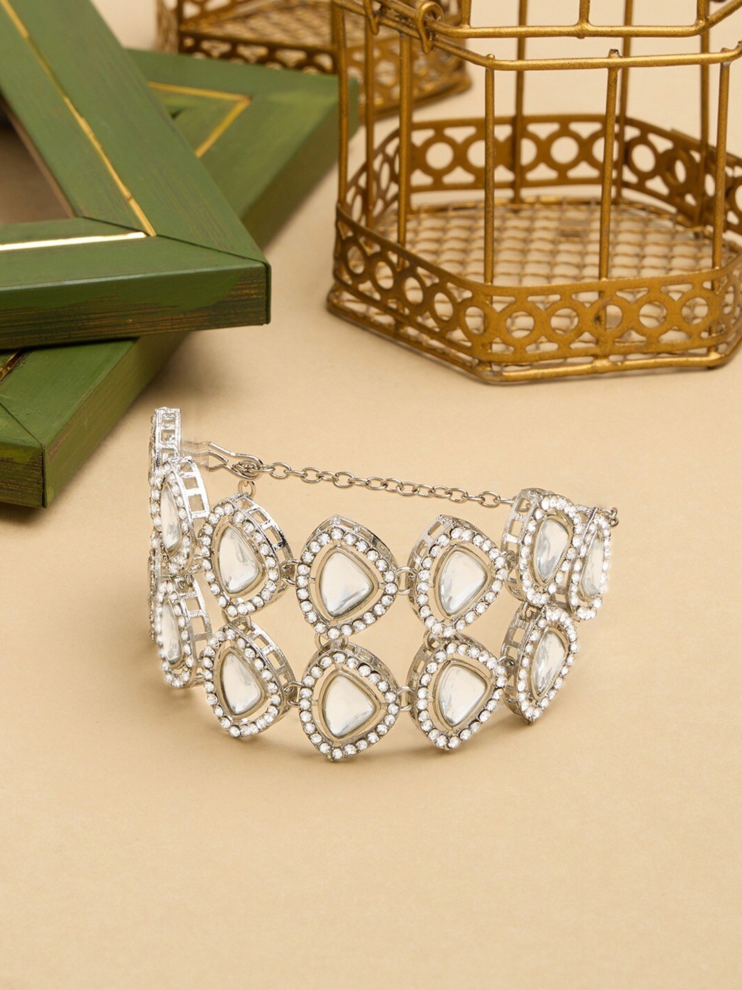 

AMI Silver-Plated Austrian Diamonds Studded Wraparound Bracelet