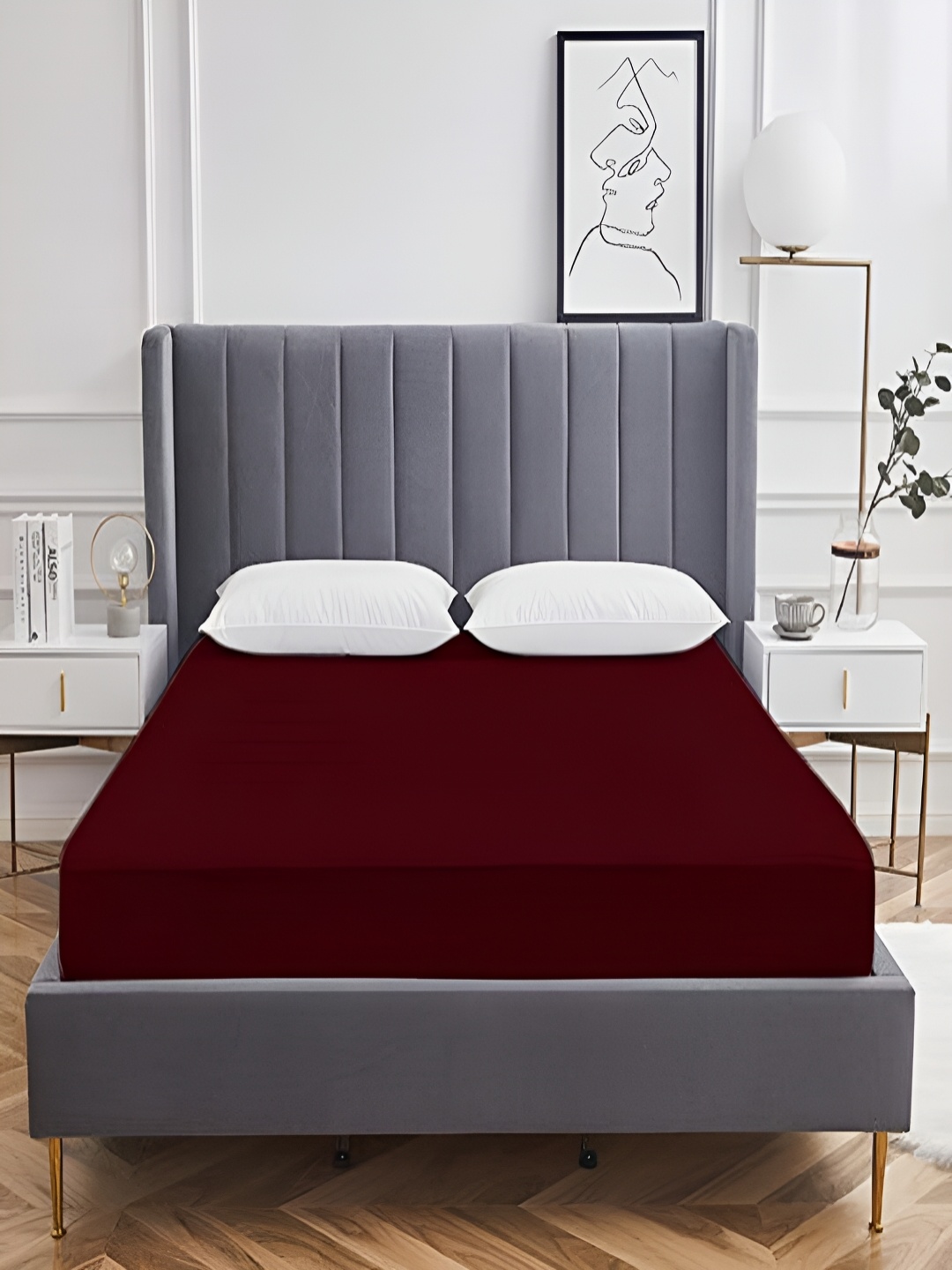 

CHICERY Maroon Terry Cotton Breathable Mattress Protector