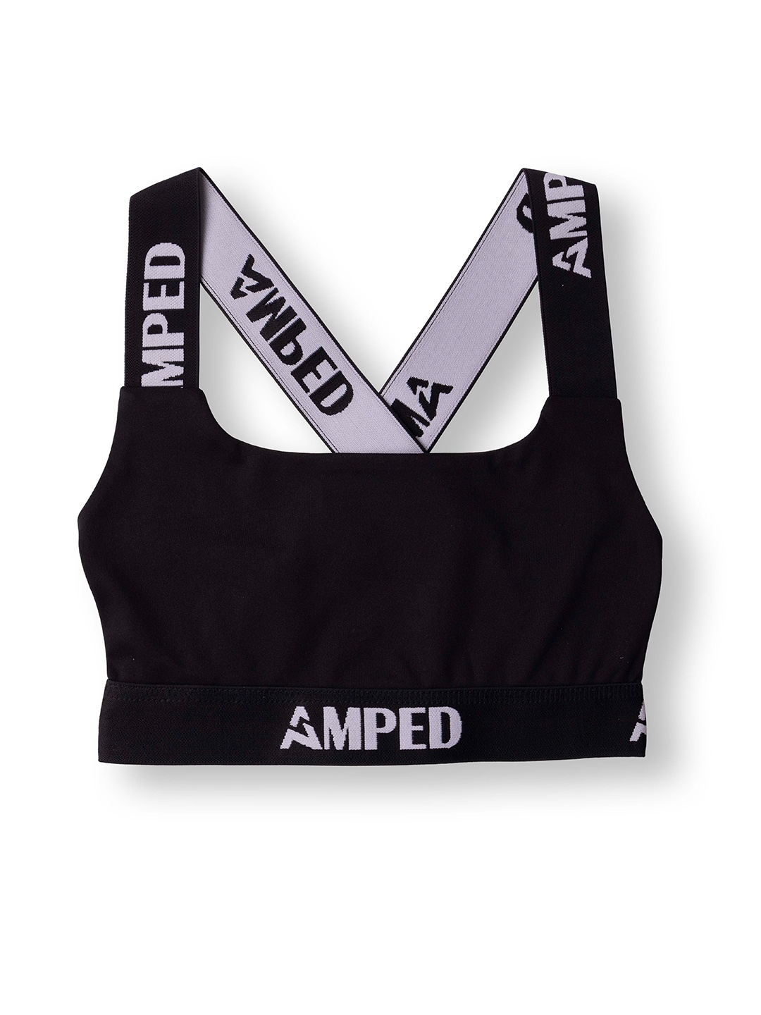 

AMPED Girls Medium Coverage Underwired Workout Bra- 360 Degree Support, Black