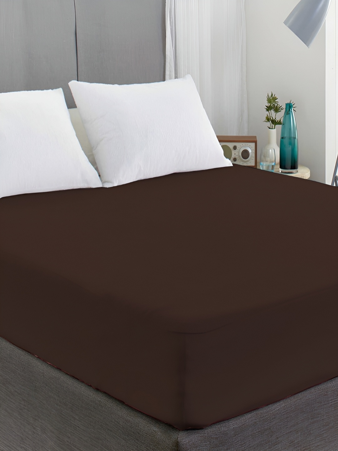 

CHICERY Brown Terry Cotton Breathable Mattress Protector