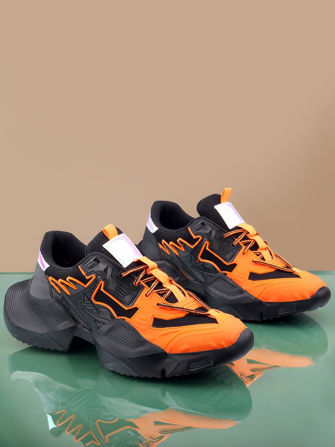 

HERE&NOW Men New Arrival Colourblocked Sneakers, Orange