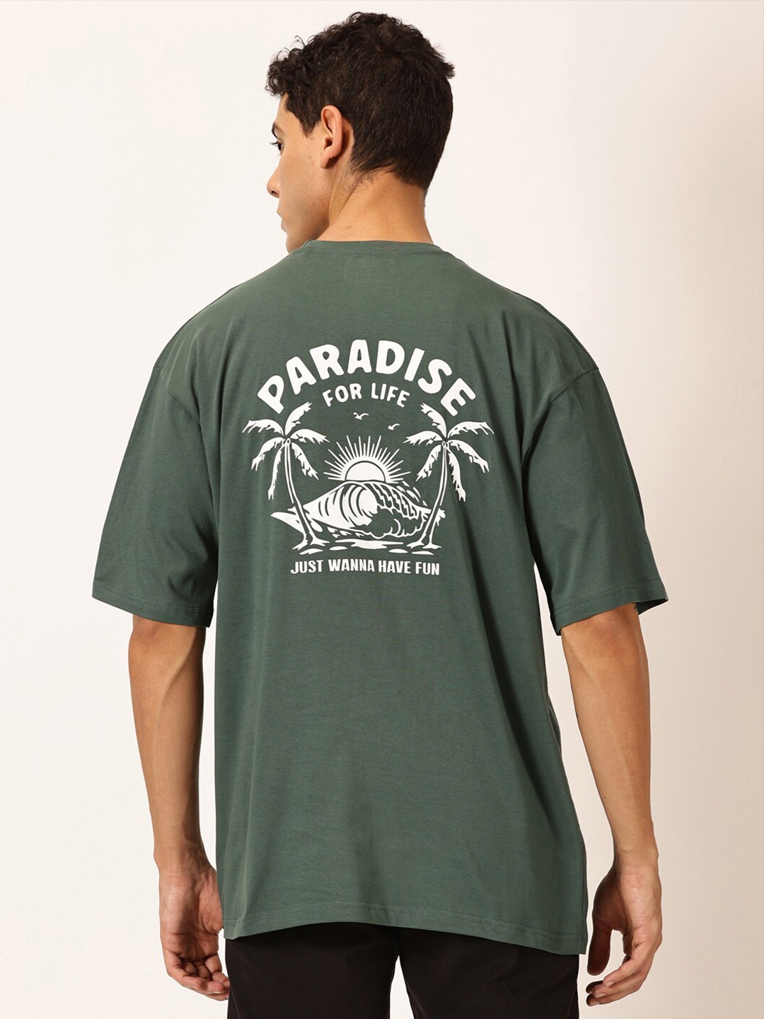 

Thomas Scott Round Neck Typography Cotton Oversized T-shirt, Green