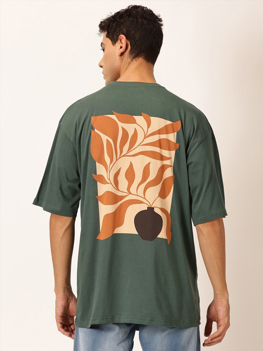 

Thomas Scott Round Neck Typography Printed Cotton Oversized T-shirt, Green