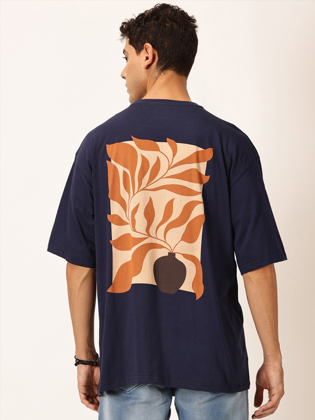 

Thomas Scott Round Neck Typography Printed Cotton Oversized T-shirt, Navy blue
