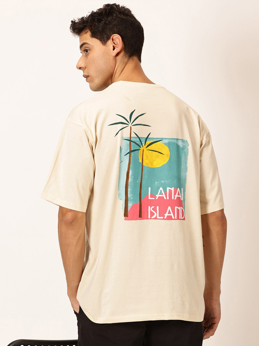 

Thomas Scott Round Neck Typography Cotton Oversized T-shirt, Beige