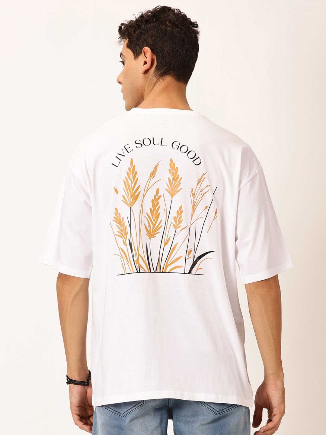 

Thomas Scott Round Neck Printed Cotton Oversized T-shirt, White