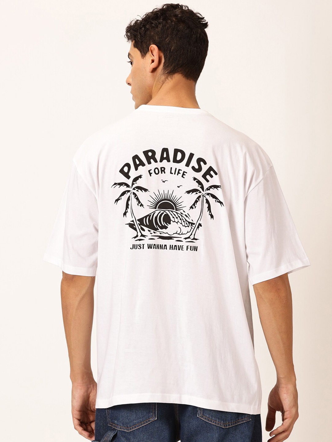 Thomas Scott Round Neck Typography Printed Cotton Oversized T-shirt, White
