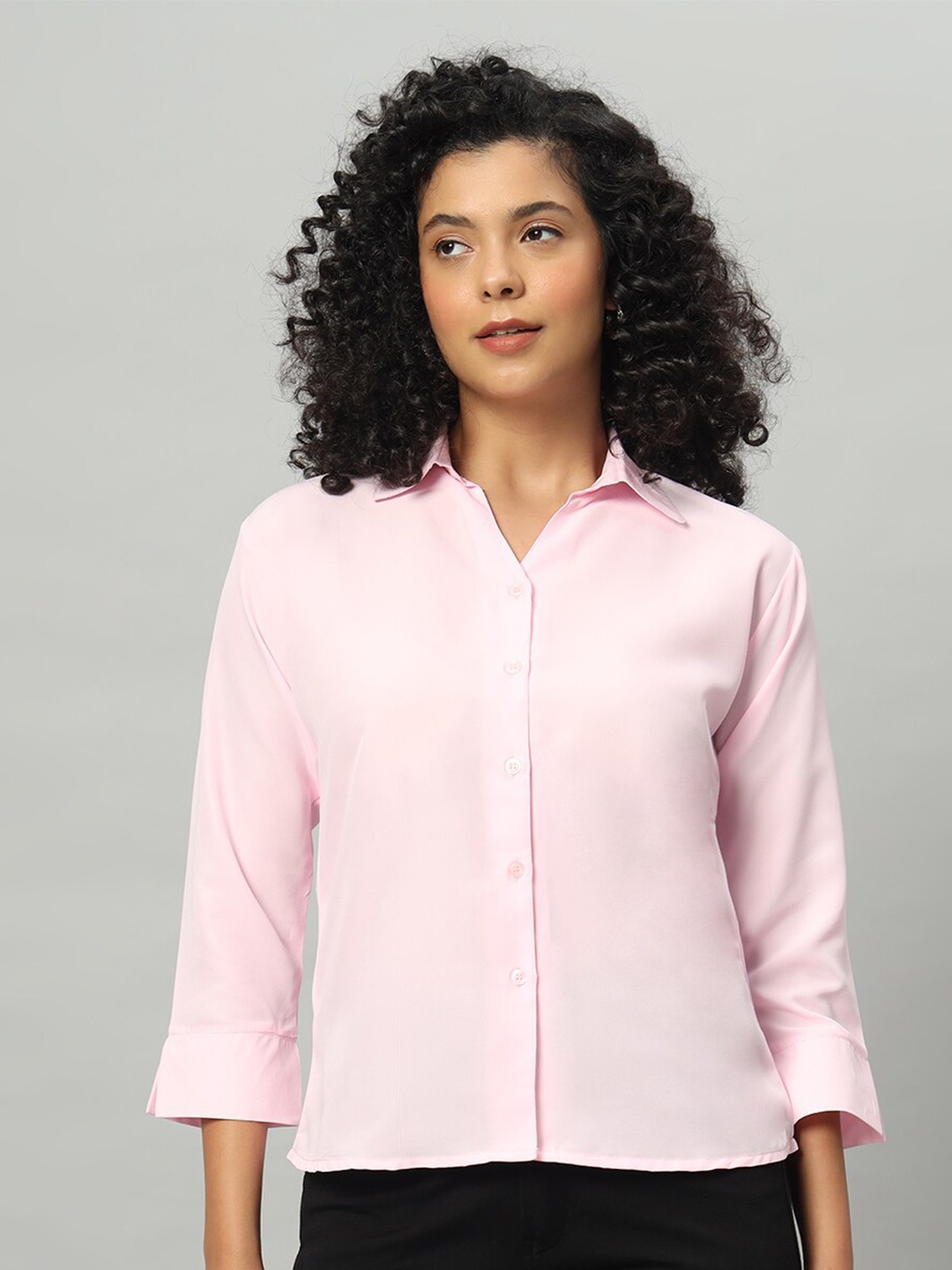 

Funday Fashion Spread Collar Casual Shirt, Pink