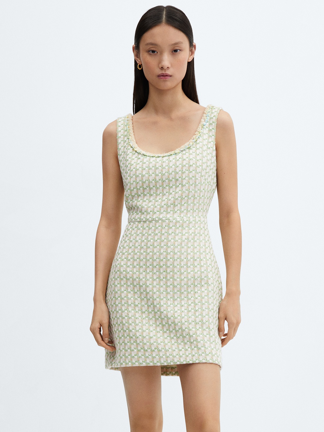 

MANGO Self Design A-Line Mini Dress, Multi