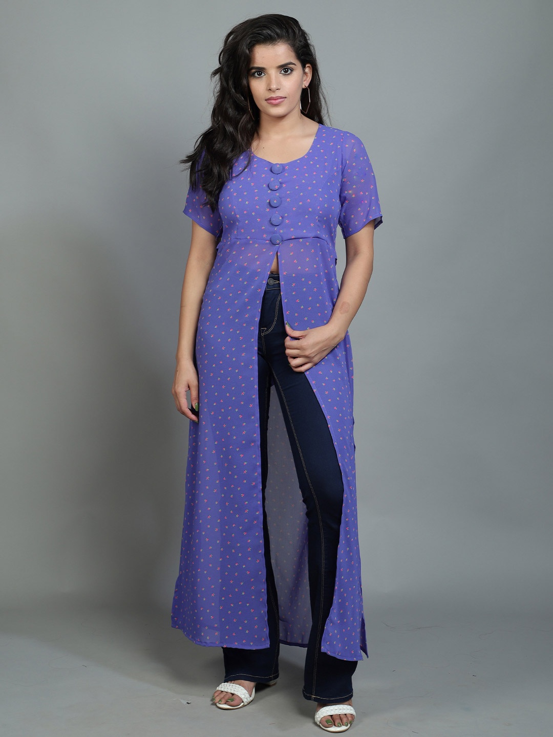 

ADDICTED ATTIRE Floral Printed Tunic, Blue