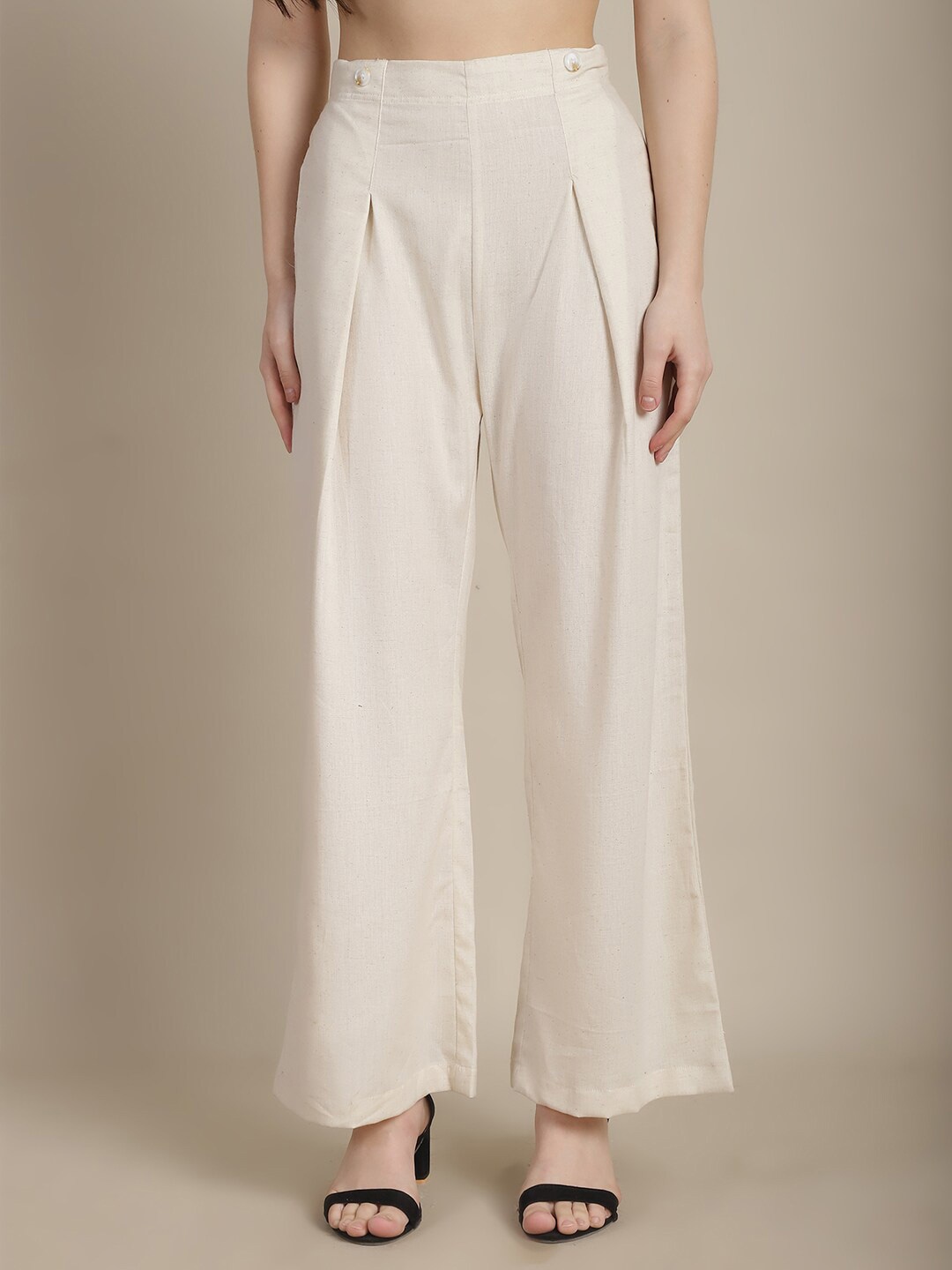 

Tulsattva Wide Leg Cotton Palazzos, Off white