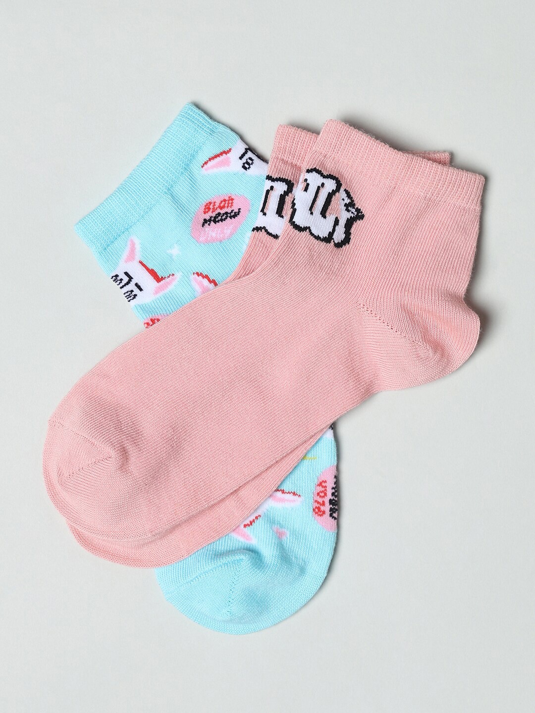 

ONLY Pack Of 2 Patterned Ankle Length Socks, Peach