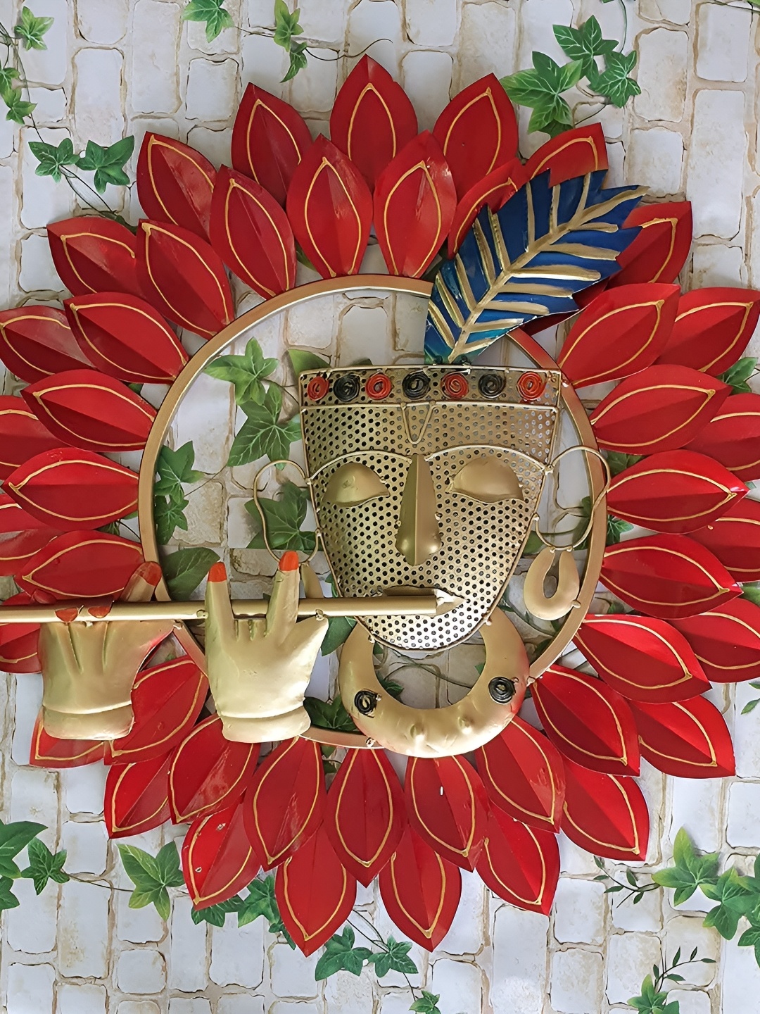

PRANJALS HOUSE Red & Yellow Metal Hangings Wall Decor