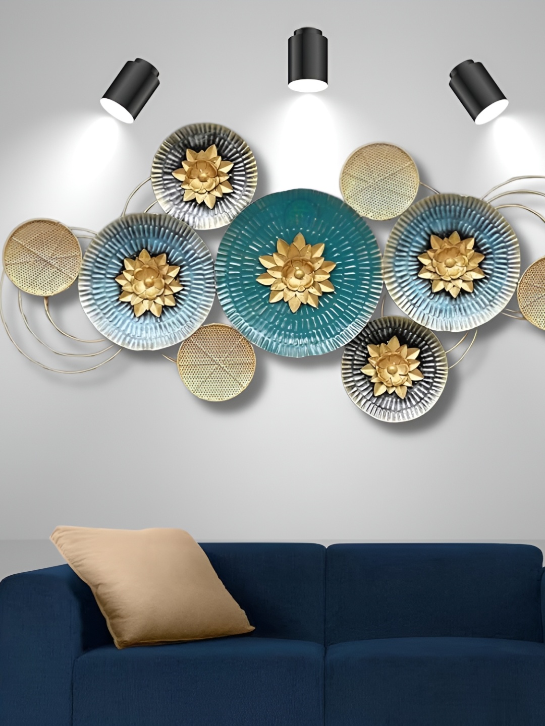 

PRANJALS HOUSE Green & Blue Metal Hangings Wall Decor