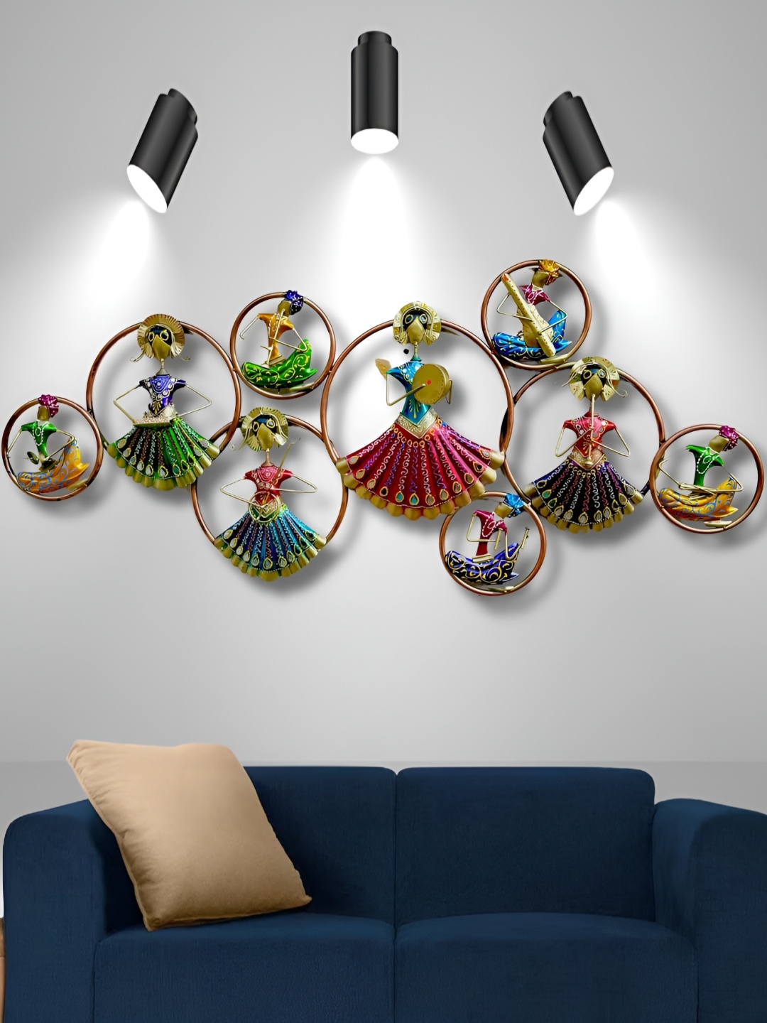 

PRANJALS HOUSE Green Metal Hangings Wall Decor, Gold