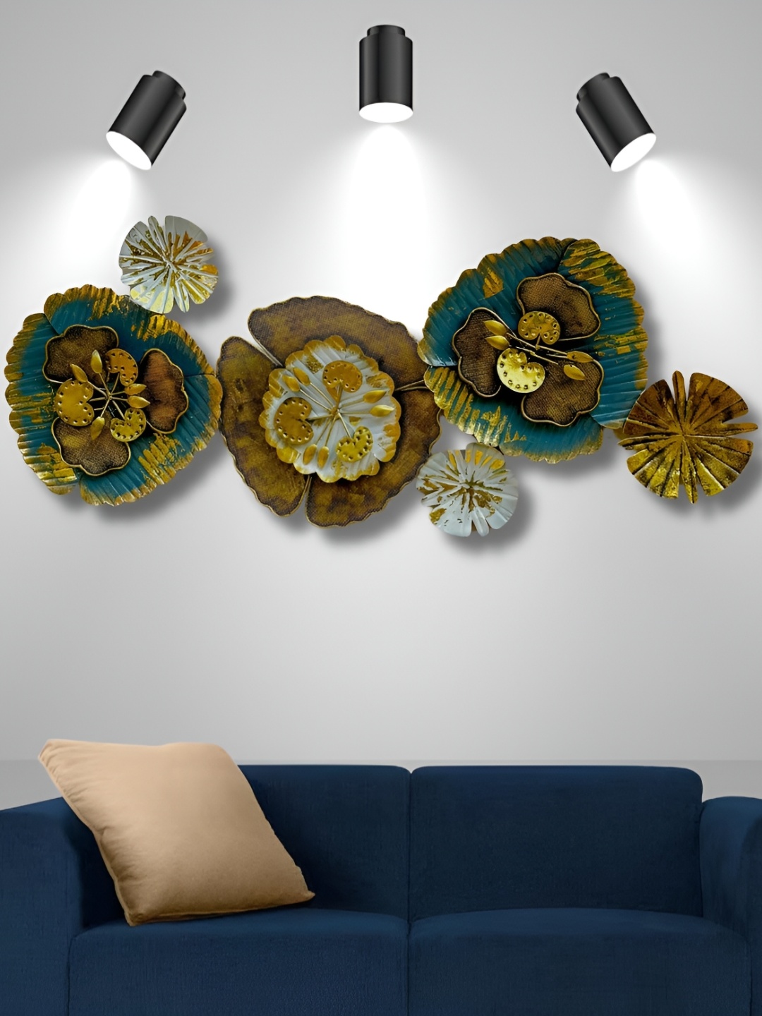 

PRANJALS HOUSE White Metal Hangings Wall Decor, Gold