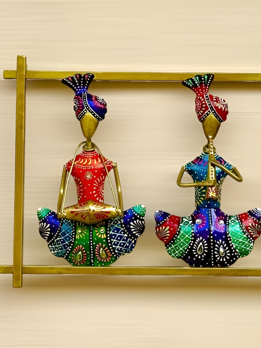 

PRANJALS HOUSE Red Metal Hangings Wall Decor, Gold